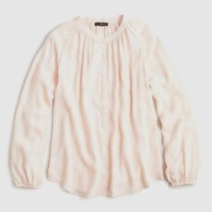 NWT J. Crew Women's Long-sleeve Drapey Popover Ivory 1/2 Button Blouse Top XXXS